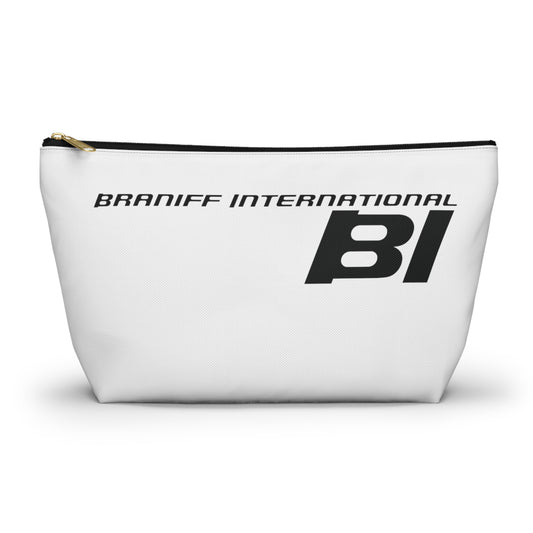 Braniff End of the Plain Bag Accessory Toiletry Makeup Travel Pouch with T-bottom White