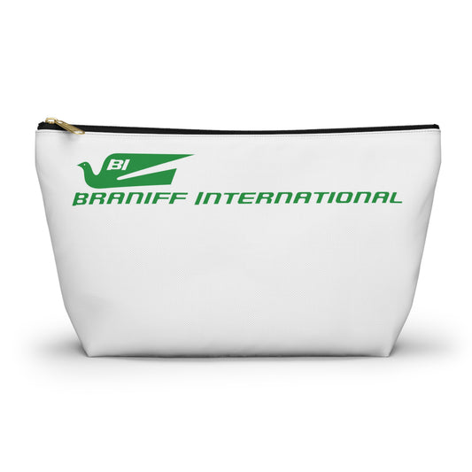 Braniff Inflight Accessory Toiletry Makeup Travel Pouch with T-bottom Bluebird of Happiness Panagra Green