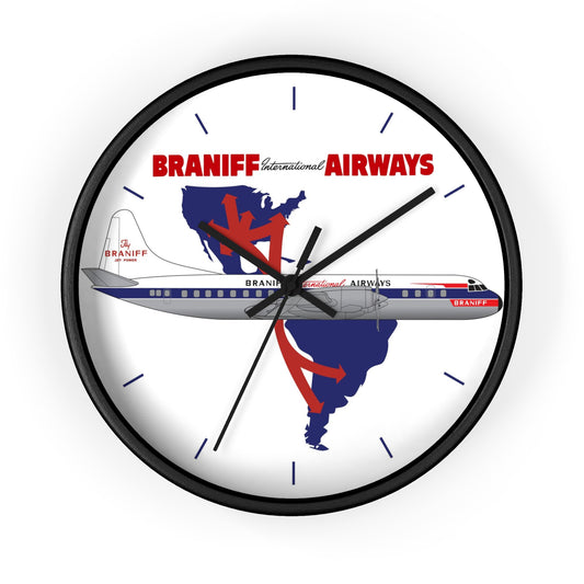 Wall Clock Braniff Lockheed L-188 Electra Jet with Route Map