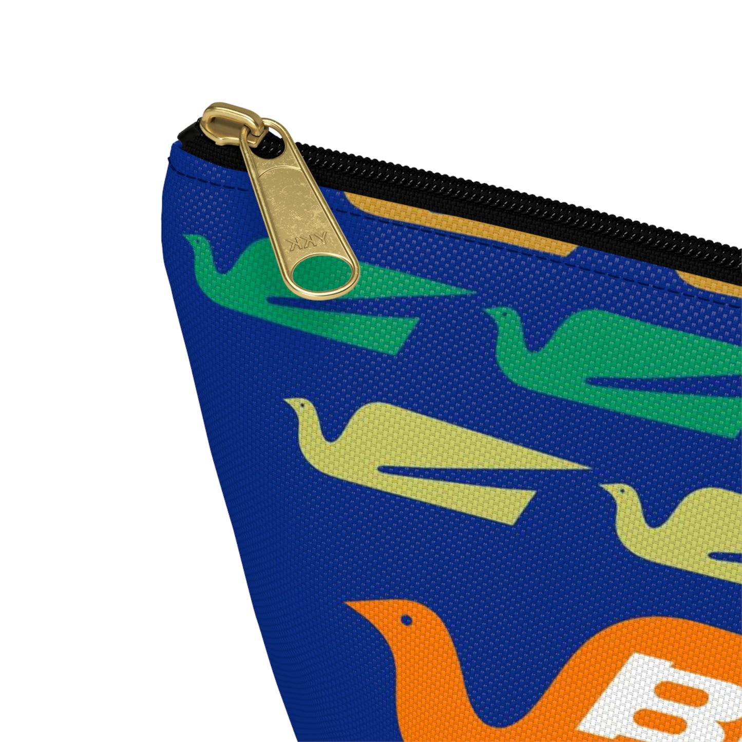 Braniff Inflight Accessory Toiletry Makeup Travel Pouch with T-bottom Bluebird of Happiness Flock Dark Blue