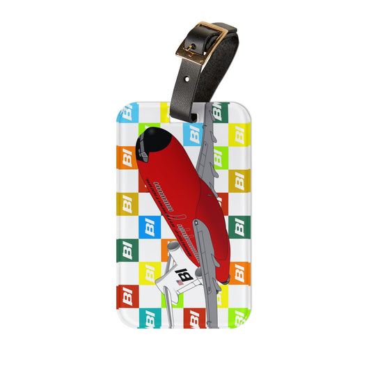 Luggage Tag Braniff EOTPP End of the Plain Plane Boeing 727 Super Jet with BI Square Logo 1966