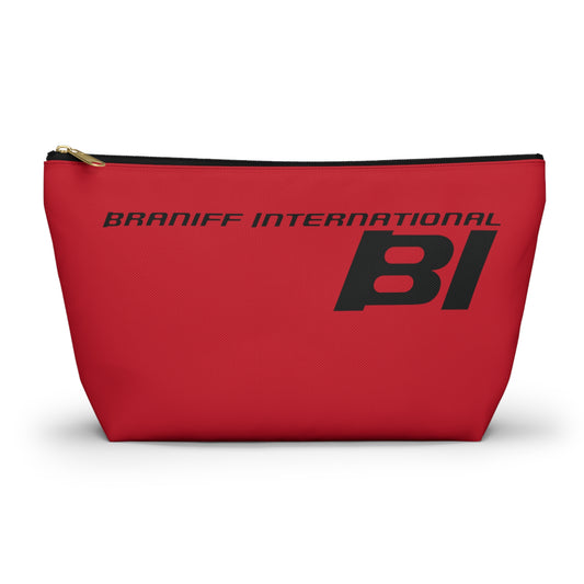 Braniff End of the Plain Bag Accessory Toiletry Makeup Travel Pouch with T-bottom Red