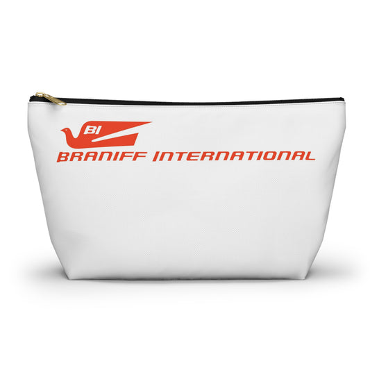 Braniff Inflight Accessory Toiletry Makeup Travel Pouch with T-bottom Bluebird of Happiness Red
