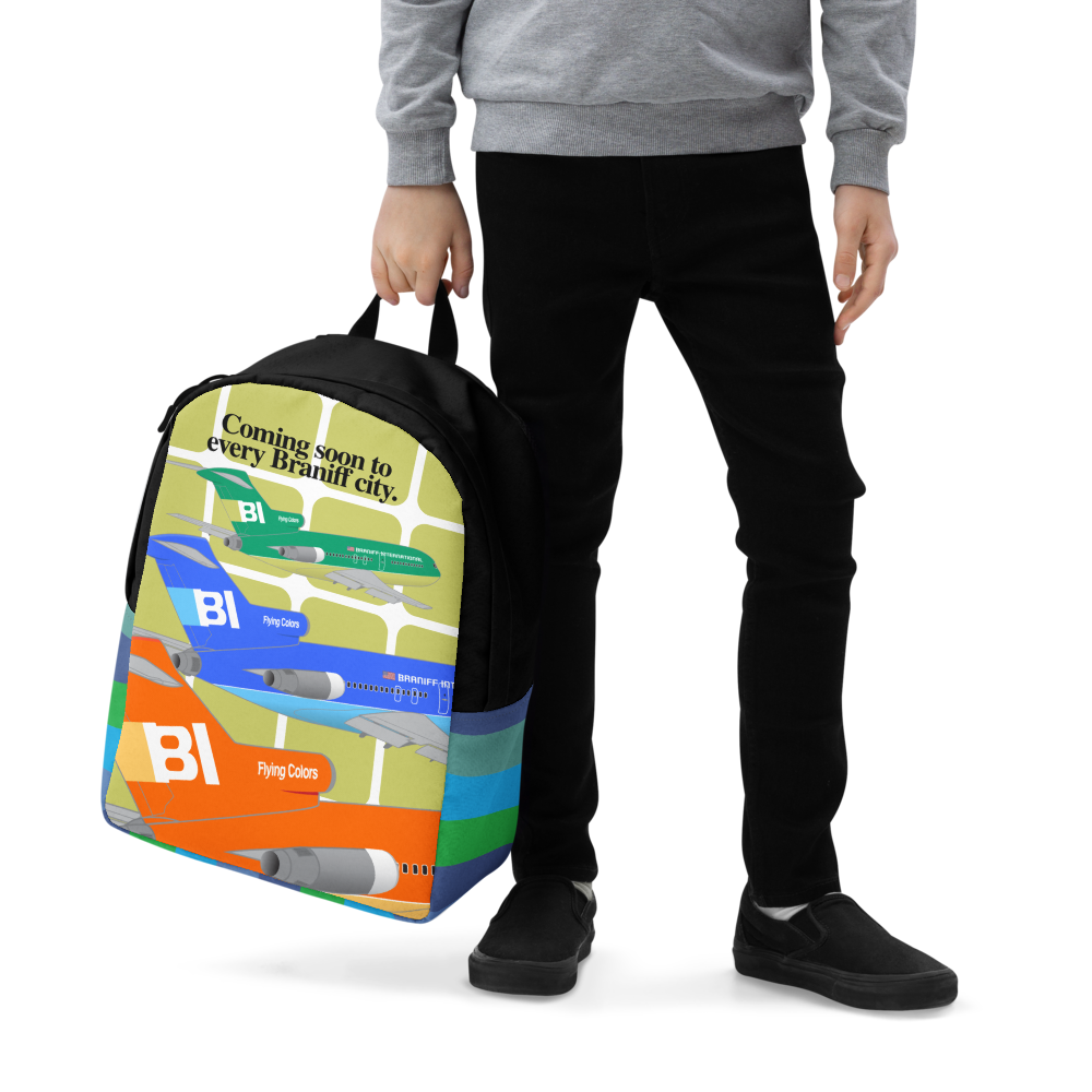 Backpack Braniff Coming Soon to Every Braniff City Boeing 727 Two Tone 1971 Green