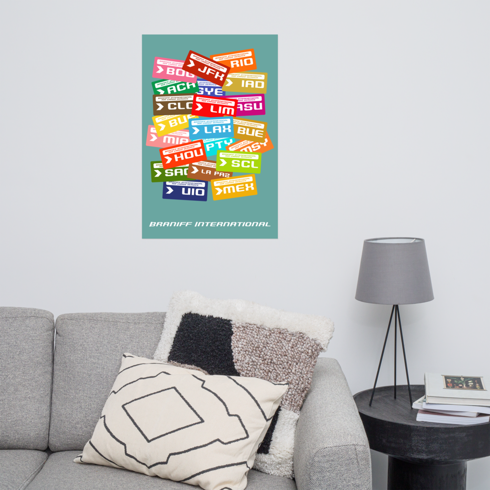 Poster Braniff Colorful Luggage Bag Tag 1965