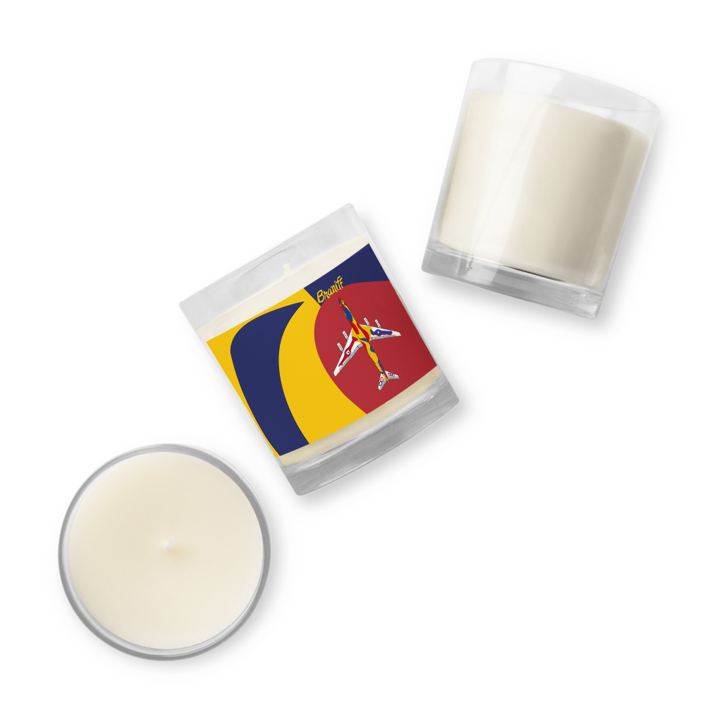 Candle Glass Jar Soy Wax Braniff Alexander Calder Design 1973 Flying Colors of South America DC-8-62 1973