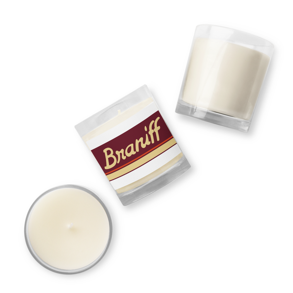 Candle Glass Jar Soy Wax Braniff 1978 Ultra Scheme Burgundy 1978