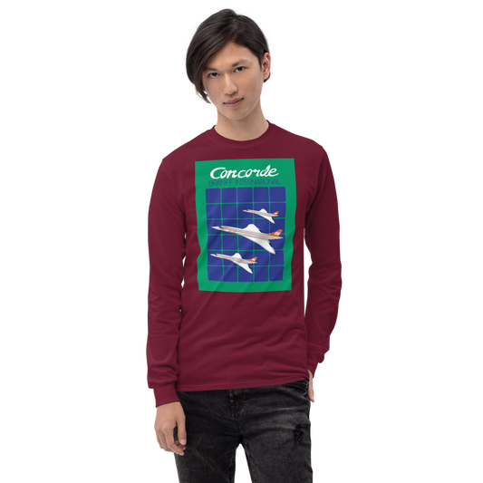 Long Sleeve Shirt by Gildan Men's Women's Braniff Concorde SST Jet Inflight