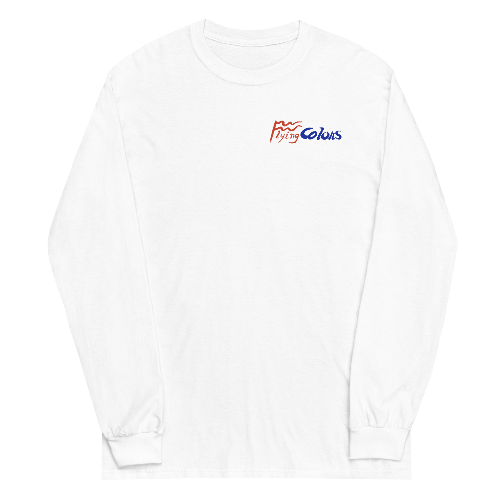 Long Sleeve Shirt by Gildan Men's Women's Braniff Boeing 727 Bicentennial Color Scheme on Shirt Back