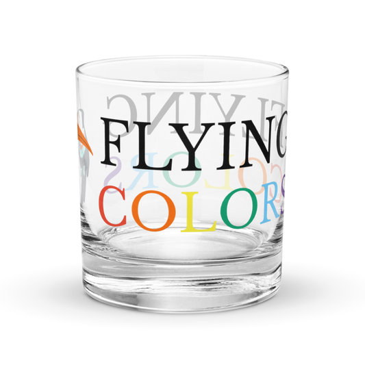 Glass Lowball Rock Old Fashioned Braniff Toucan Flying Colors of South America