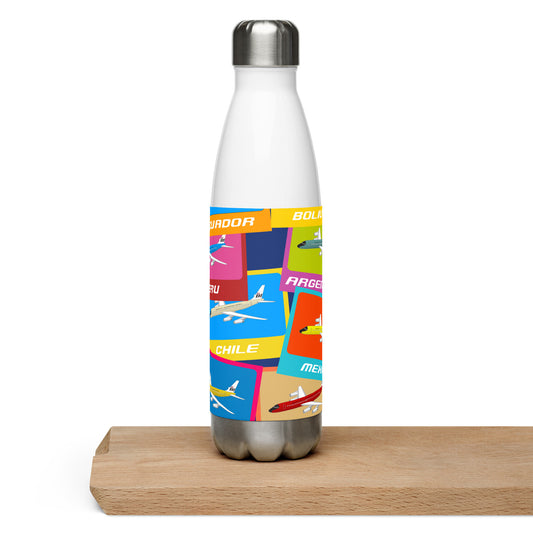 Water Bottle Stainless Steel Braniff DC-8-62 South America Post Cards 1967