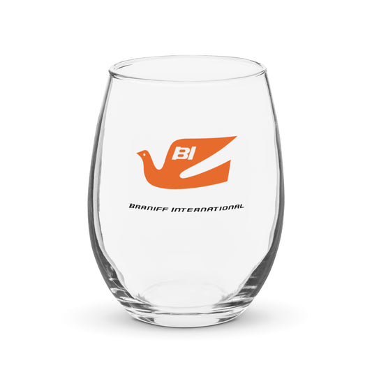 Wine Glass Stemless Braniff Original Bluebird of Happiness Alexander Girard Design 1965 Orange