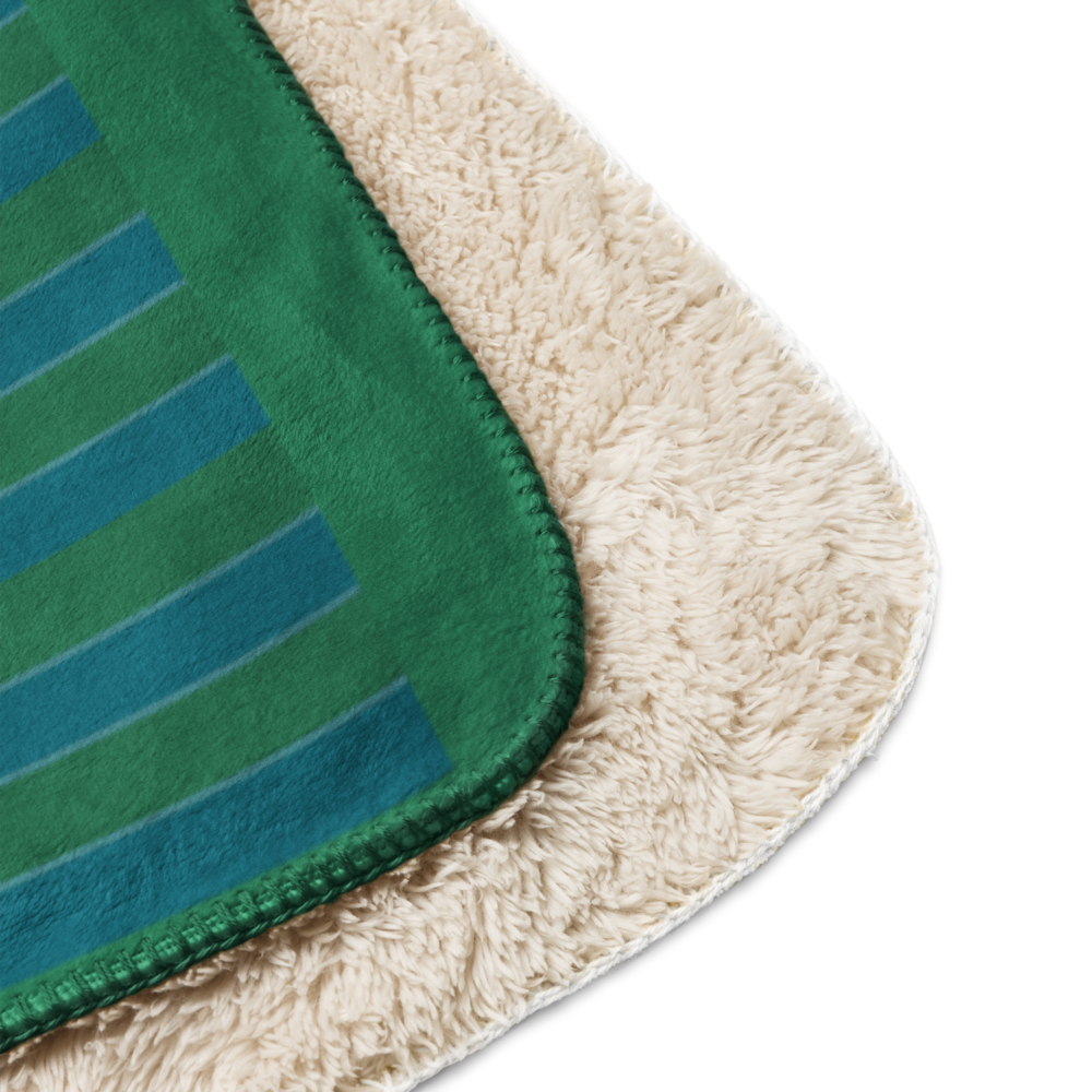 Sherpa Blanket from South America Braniff Alexander Girard Design Blue Green Stripes 1965