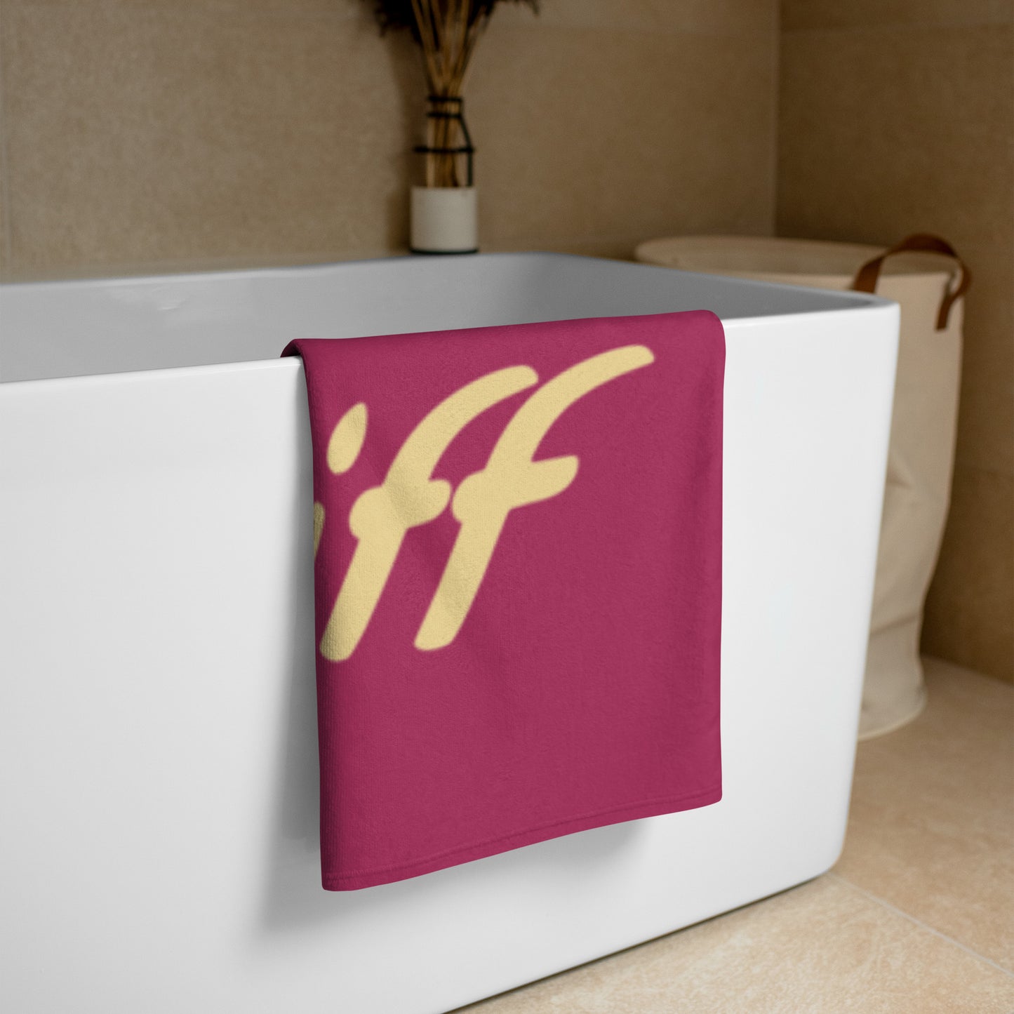 Bath and Beach Towel Sheet Extra Large Braniff Ultra Burgundy 1978