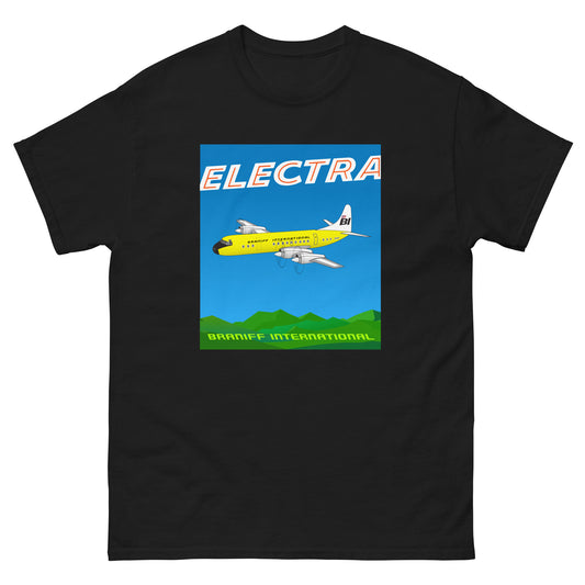 T-Shirt Shirt Short Sleeve by Gildan Braniff Lockheed L-188 Electra 1967 Solid Color Scheme