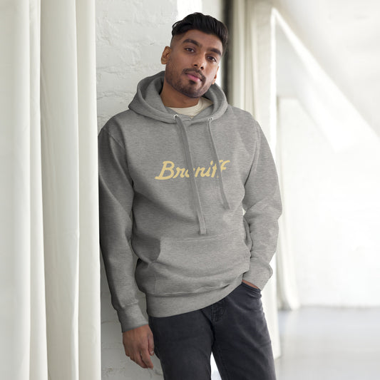 Unisex Premium Hoodie Carbon Grey Front - Braniff Ultra Cream Beige 1978 Hoodie Sweatshirt Long Sleeve – Full Sleeve Hoodie - Braniff Boutique