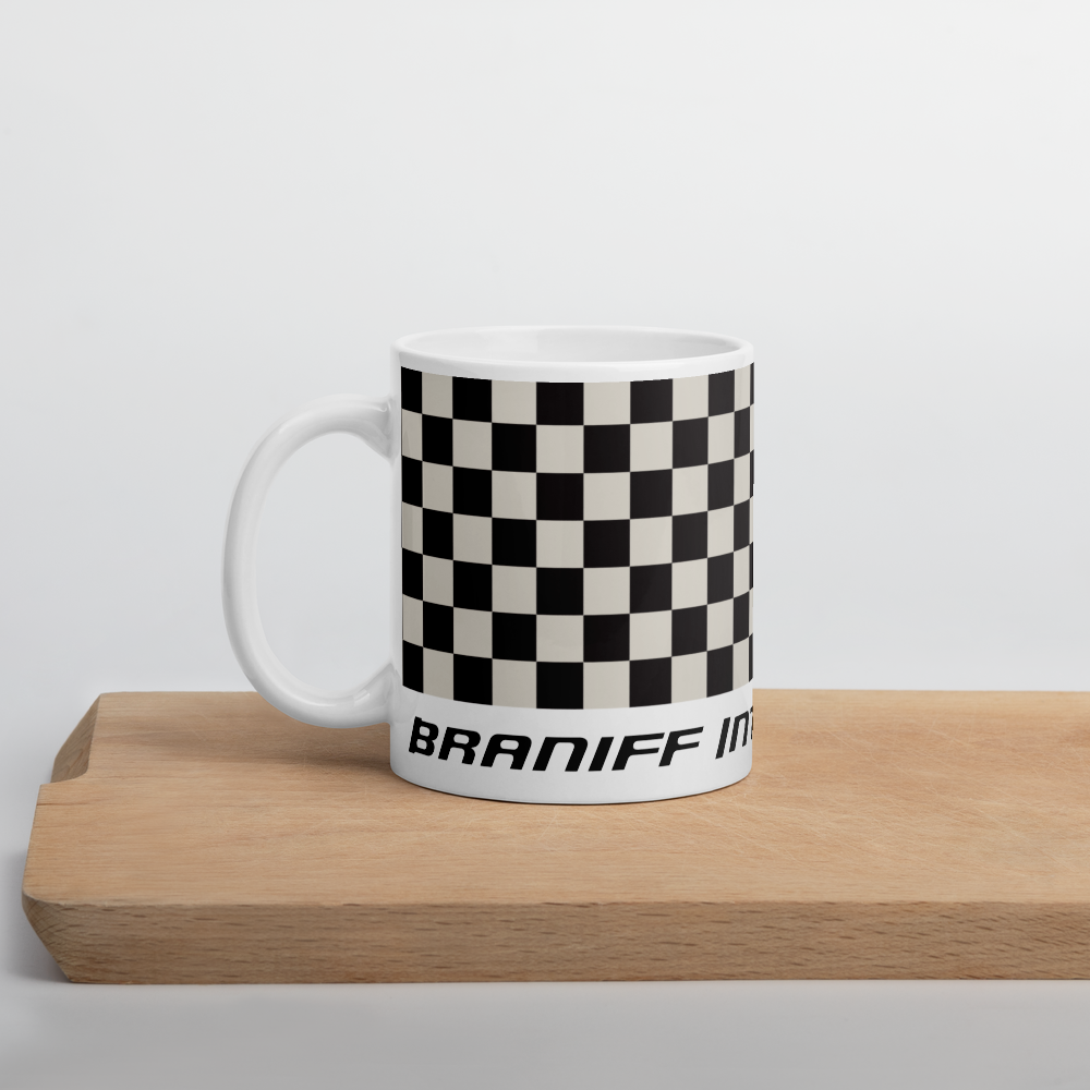 Coffee Mug 11oz 15oz 20oz Braniff Alexander Girard End of the Plain Plane EOTPP Black and White Check
