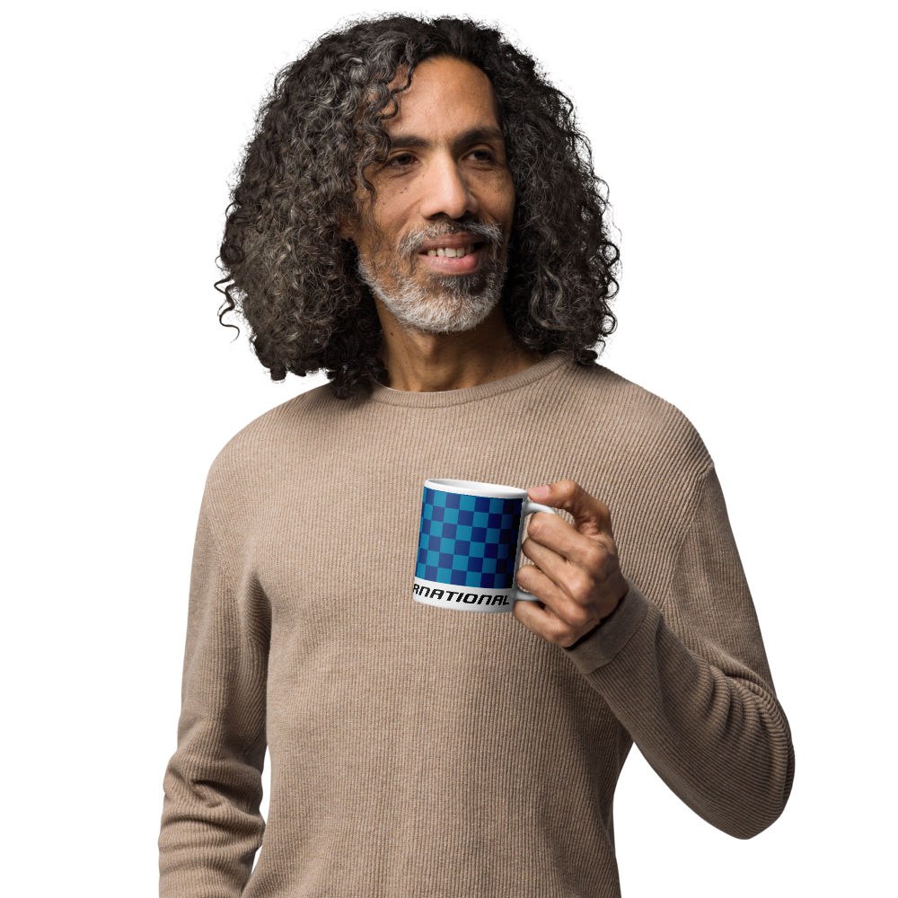 Coffee Mug 11oz 15oz 20oz Braniff Alexander Girard End of the Plain Plane EOTPP Blue Light Blue Check