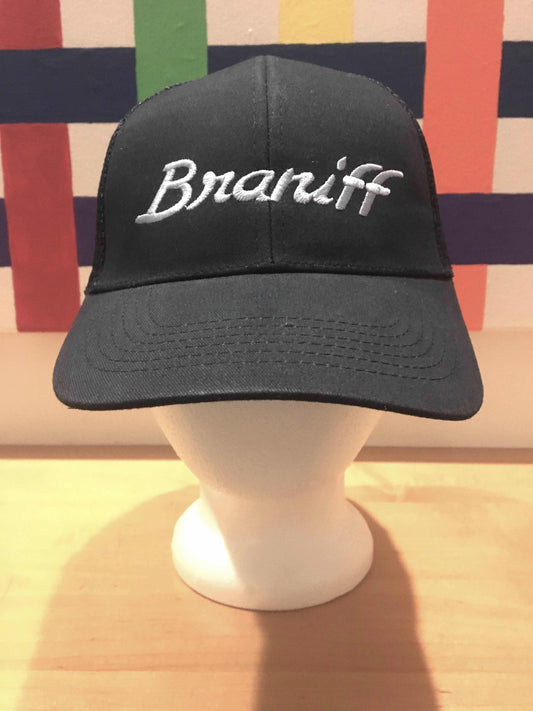 Baseball Cap Navy Mesh with Medium Blue Braniff Ultra Logo