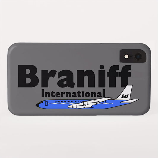 Phone Case iPhone and Galaxy Barely There Braniff Blue Boeing 707 in Dark Gray