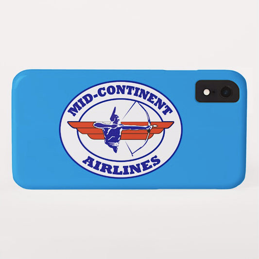 Phone Case iPhone and Galaxy Barely There Braniff Mid-Continent Airlines Cross and Bow Logo Light Blue