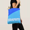 Braniff Tote Bag - Two Tone Blue - Braniff Logo All Over Print - Braniff Boutique