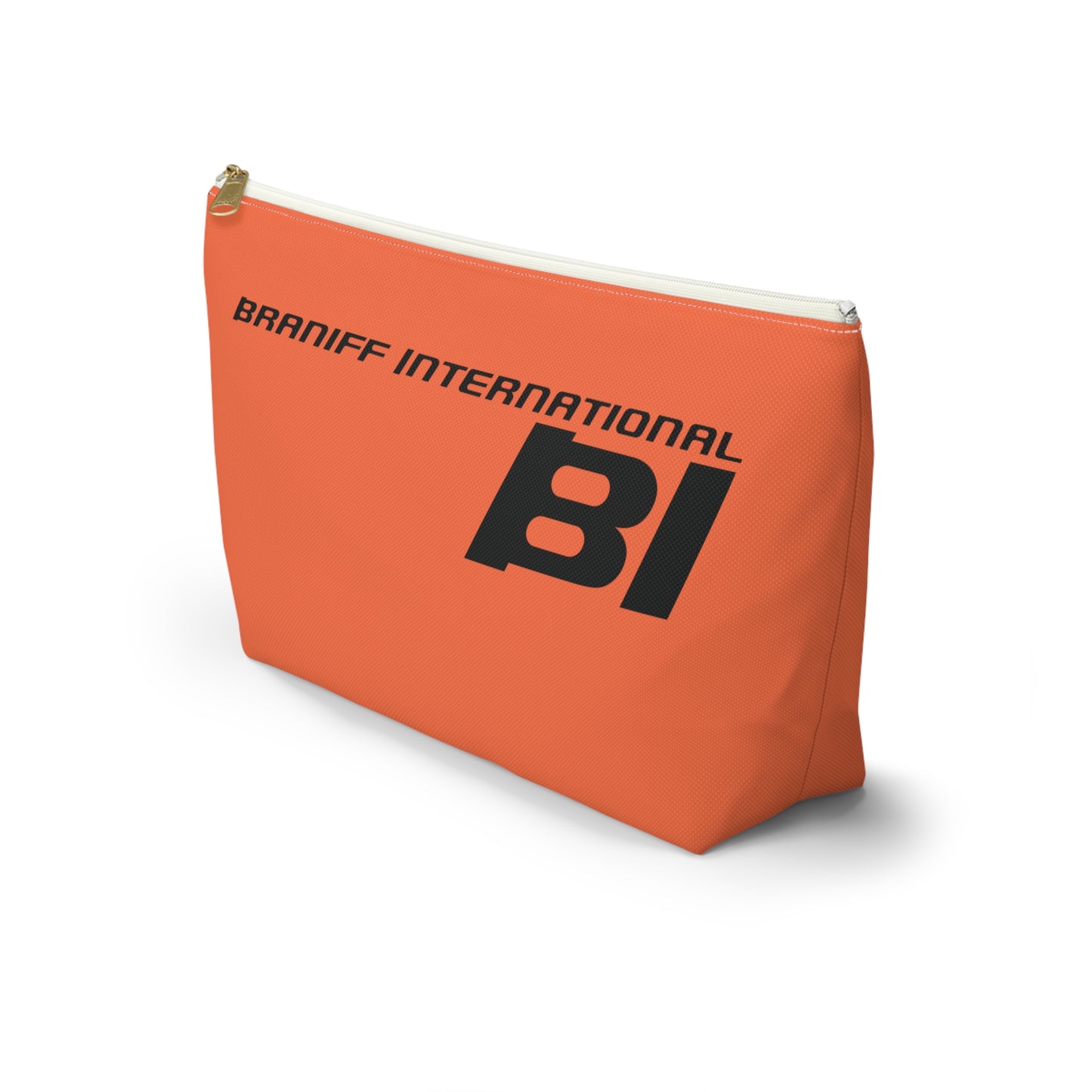 Braniff End of the Plain Bag Accessory Toiletry Makeup Travel Pouch with T-bottom Orange