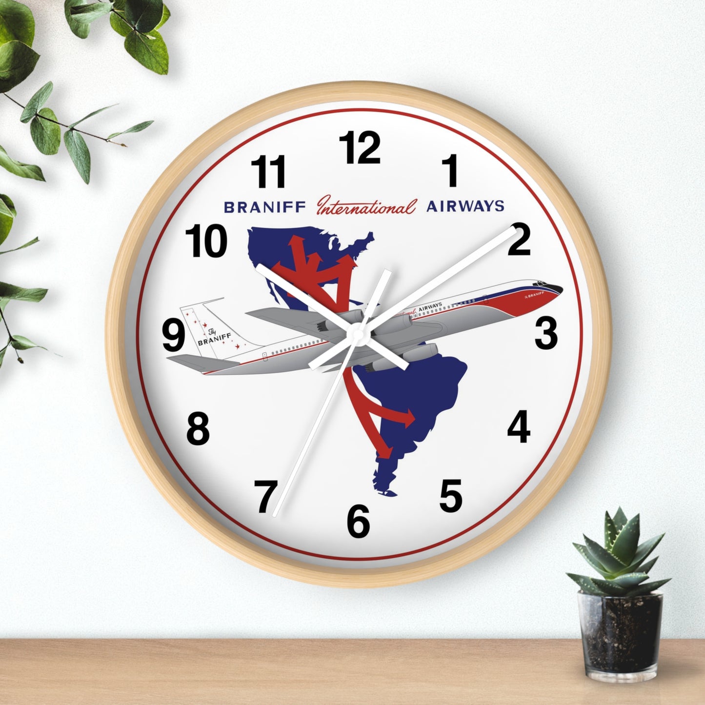 Wall Clock Braniff 707-227 El Dorado Super Jet with Route Map