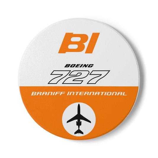 Braniff Ceramic Coaster with Cork Backing EOTPP Boeing 727 1966 Orange