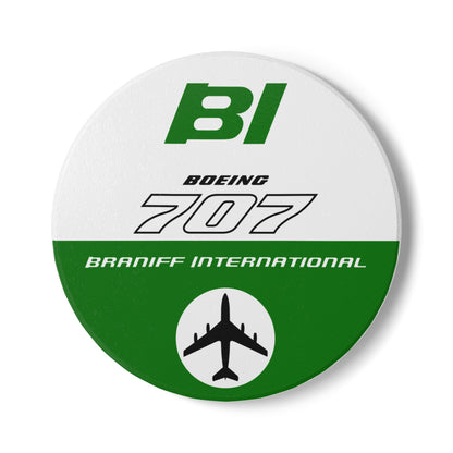 Braniff Ceramic Coaster with Cork Backing EOTPP Boeing 707 1966 Green