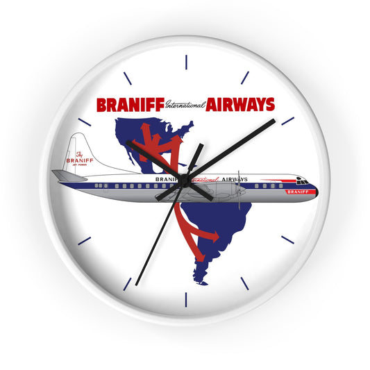 Wall Clock Braniff Lockheed L-188 Electra Jet with Route Map
