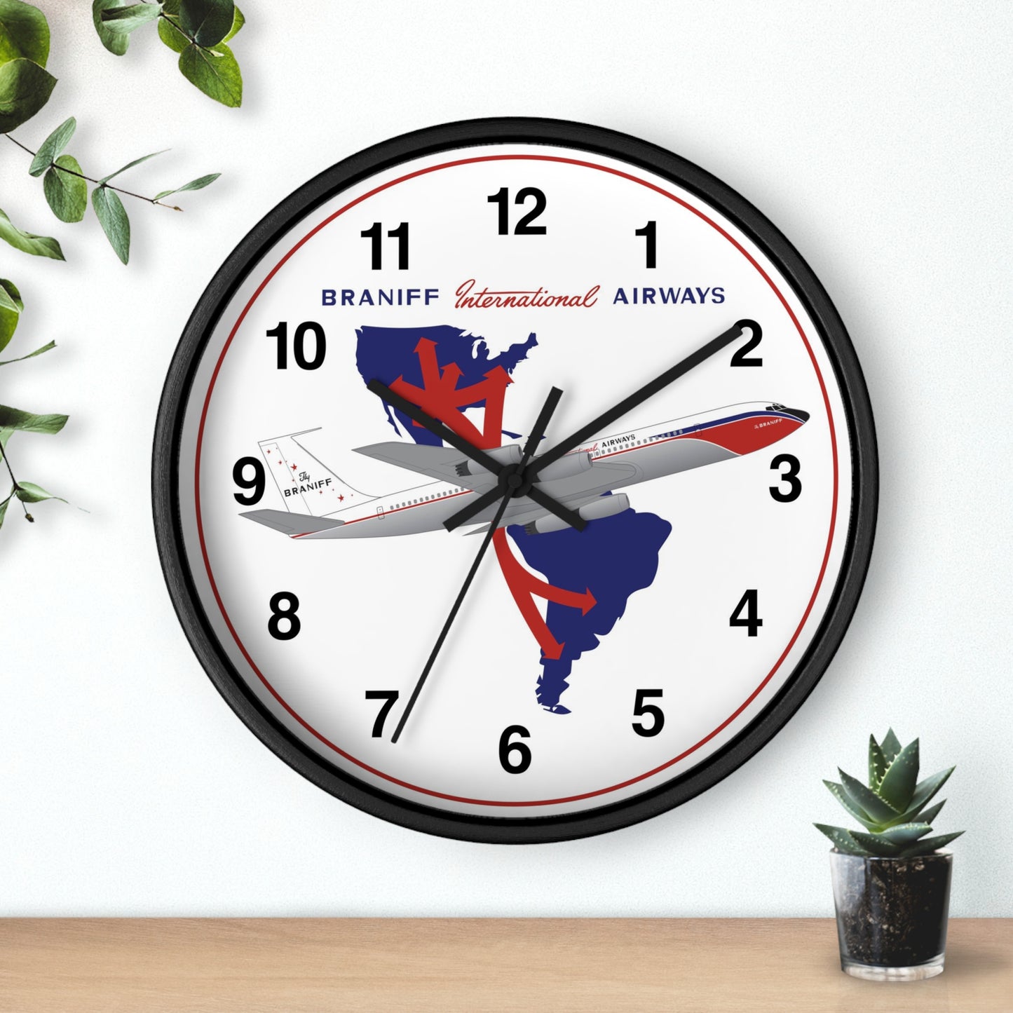 Wall Clock Braniff 707-227 El Dorado Super Jet with Route Map