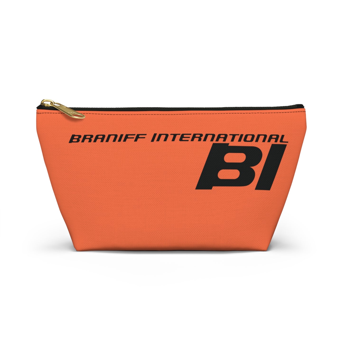 Braniff End of the Plain Bag Accessory Toiletry Makeup Travel Pouch with T-bottom Orange