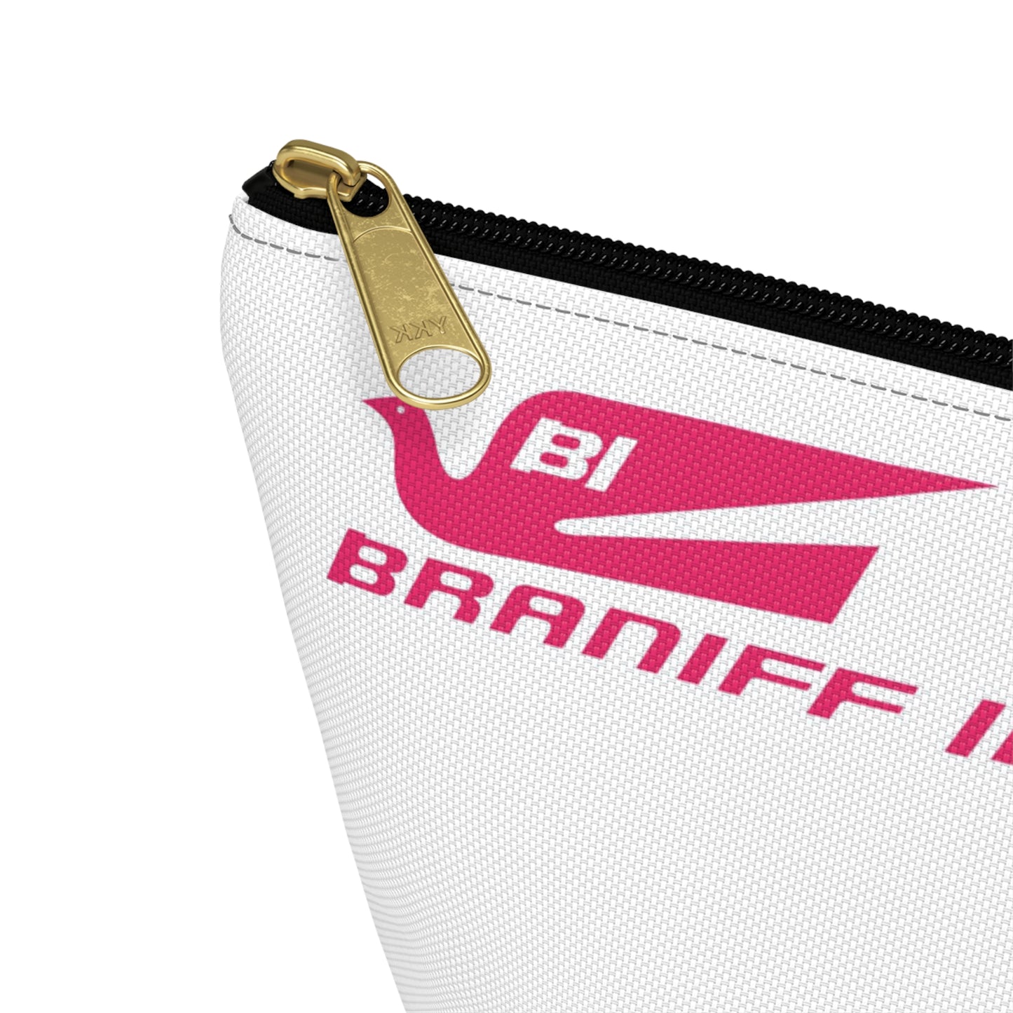 Braniff Inflight Accessory Toiletry Makeup Travel Pouch with T-bottom Bluebird of Happiness Pink