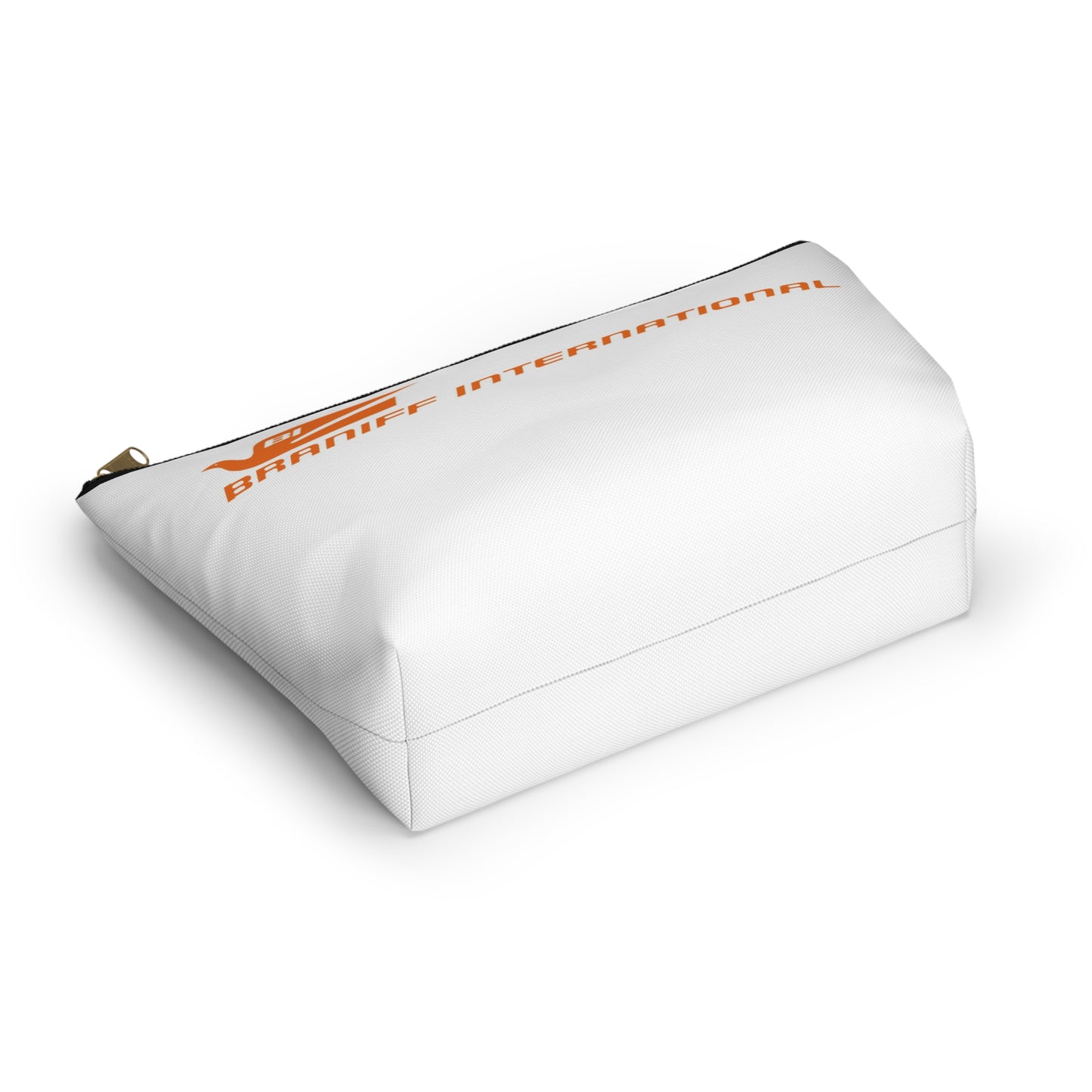 Braniff Inflight Accessory Toiletry Makeup Travel Pouch with T-bottom Bluebird of Happiness Orange
