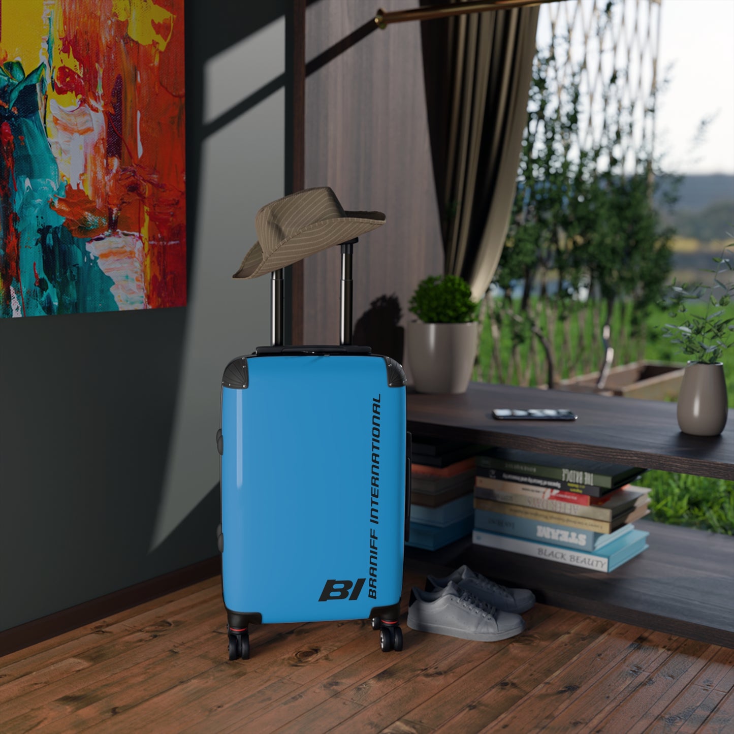 Braniff Ultra Space Jet Luggage Suitcase Braniff Alexander Girard Design End of the Plain Plane 1965 1967 New Medium Blue