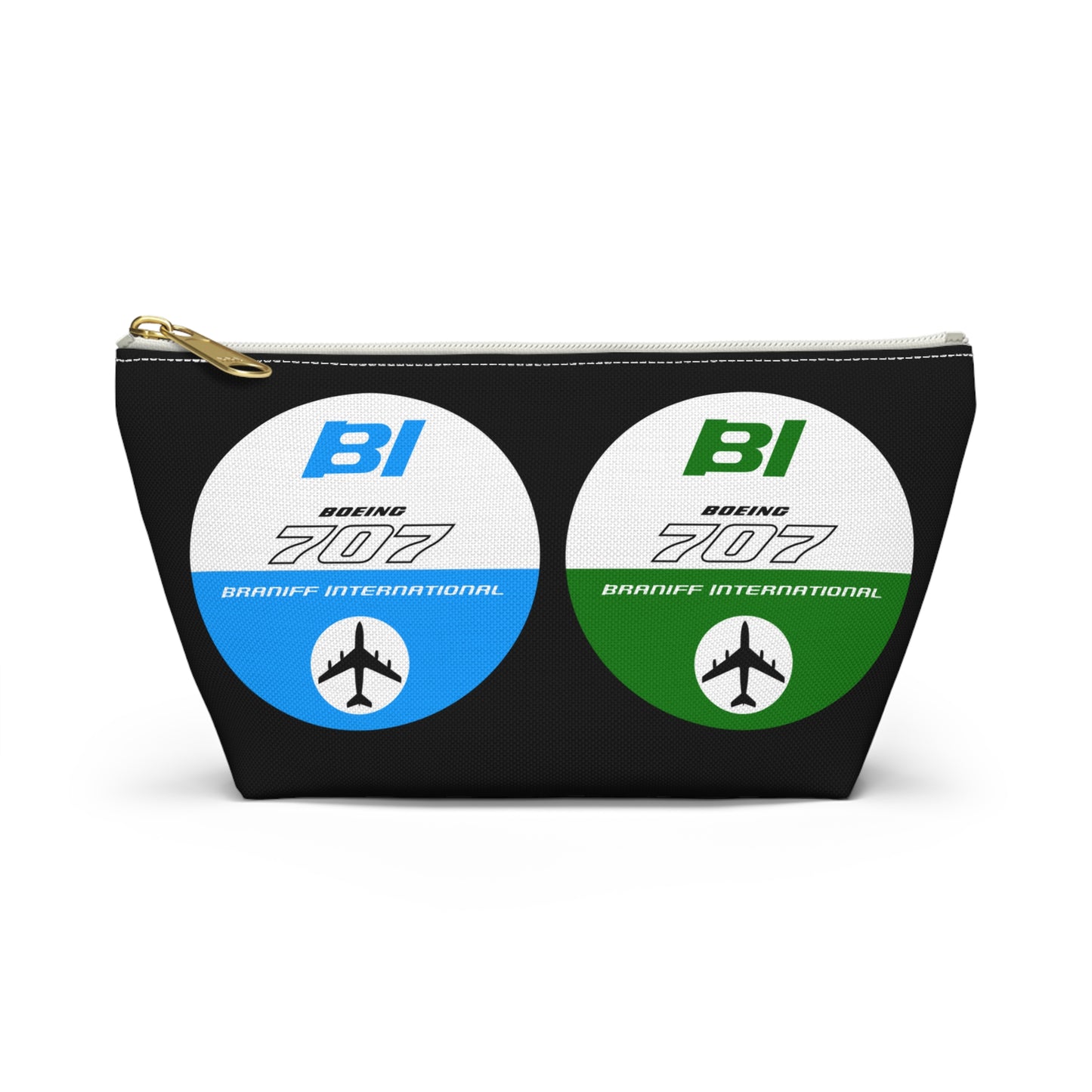 Braniff Inflight Accessory Toiletry Makeup Travel Pouch with T-bottom EOTPP Boeing 707 Multi Color
