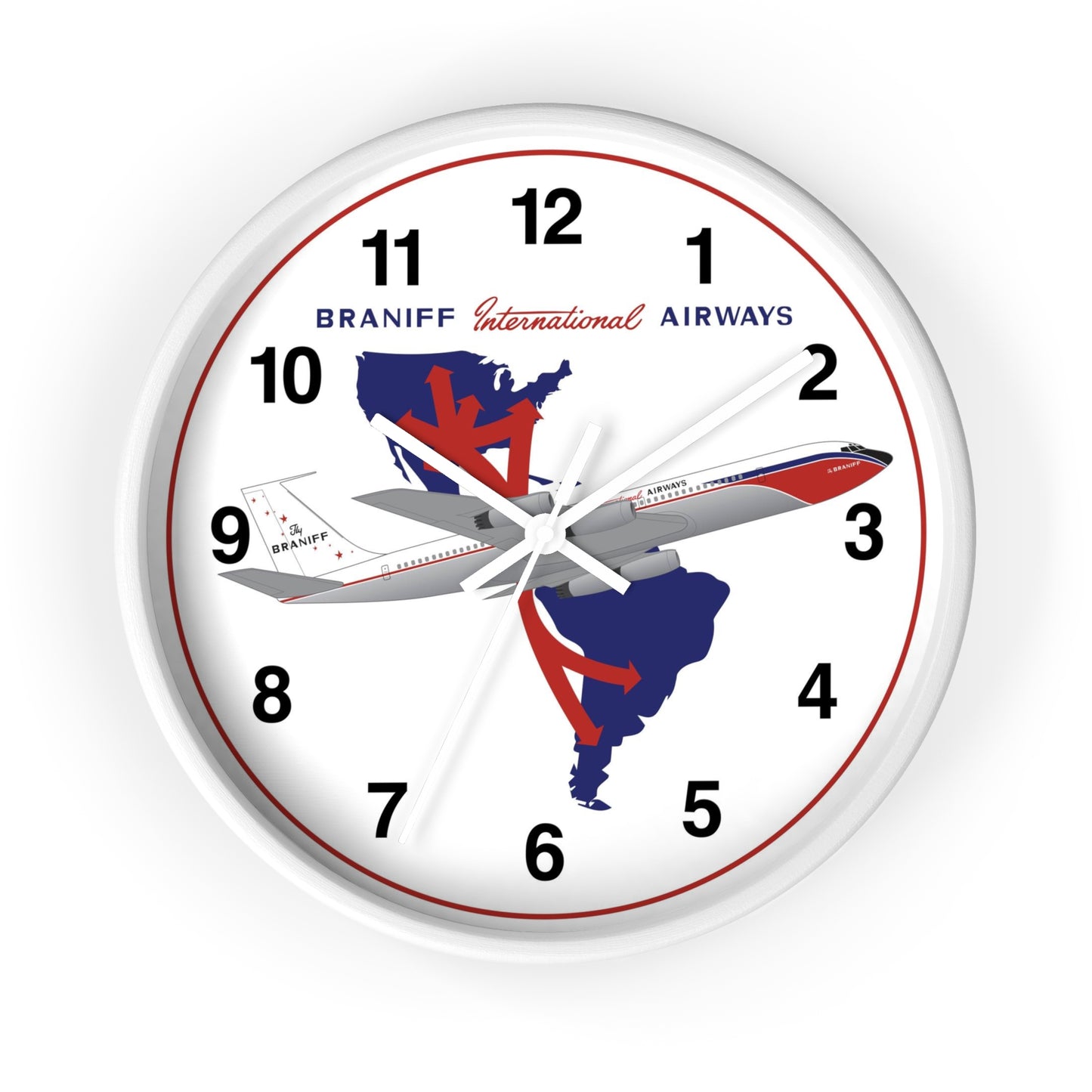 Wall Clock Braniff 707-227 El Dorado Super Jet with Route Map