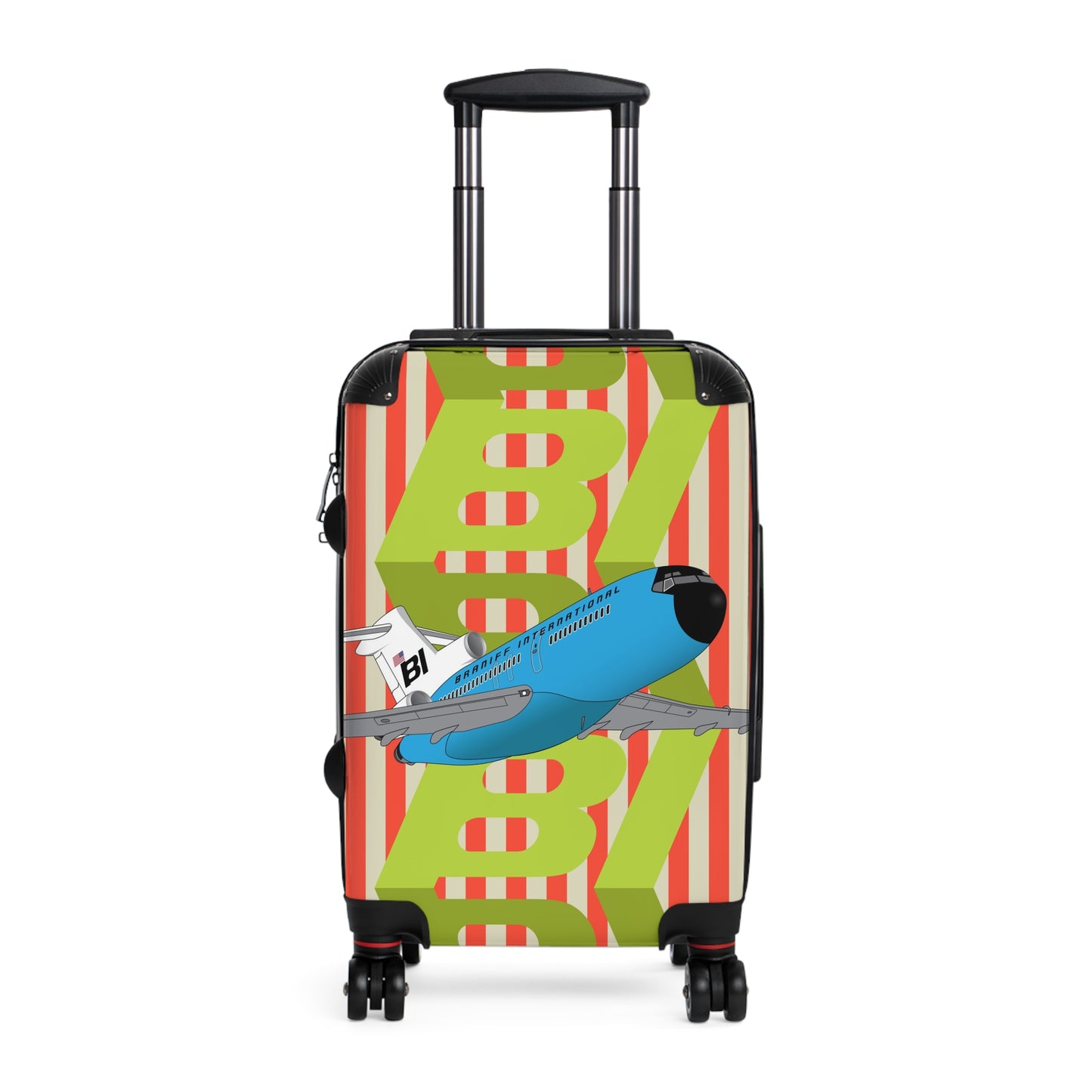 Braniff Luggage Suitcase EOTPP End of the Plain Plane Boeing 727 on Alexander Girard Strip and BI Tiled Logo 1966