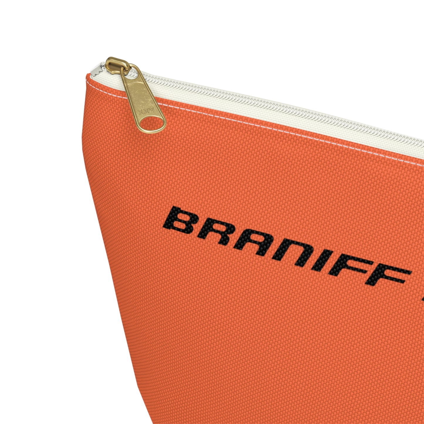 Braniff End of the Plain Bag Accessory Toiletry Makeup Travel Pouch with T-bottom Orange