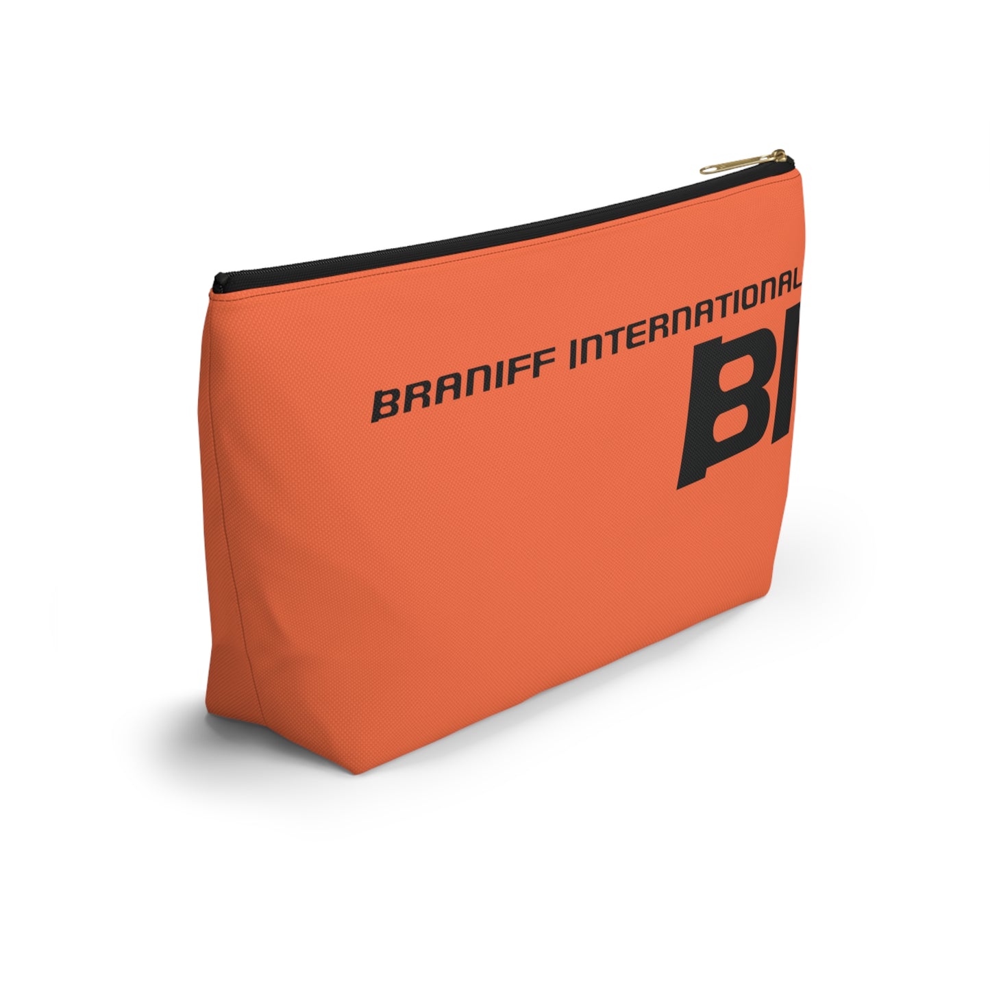 Braniff End of the Plain Bag Accessory Toiletry Makeup Travel Pouch with T-bottom Orange