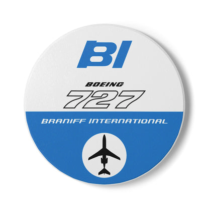 Braniff Ceramic Coaster with Cork Backing EOTPP Boeing 727 1966 Blue