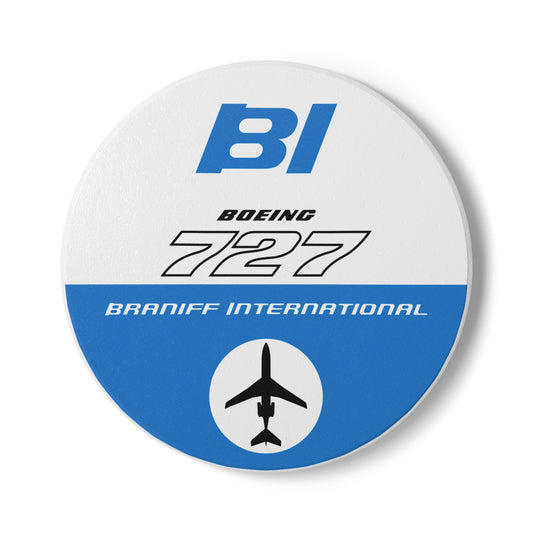 Braniff Ceramic Coaster with Cork Backing EOTPP Boeing 727 1966 Blue
