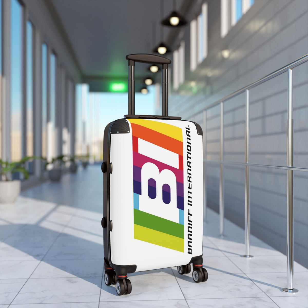 Braniff Ultra Space Jet Luggage Suitcase Braniff International BI Logo Rainbow Multi Color 1965