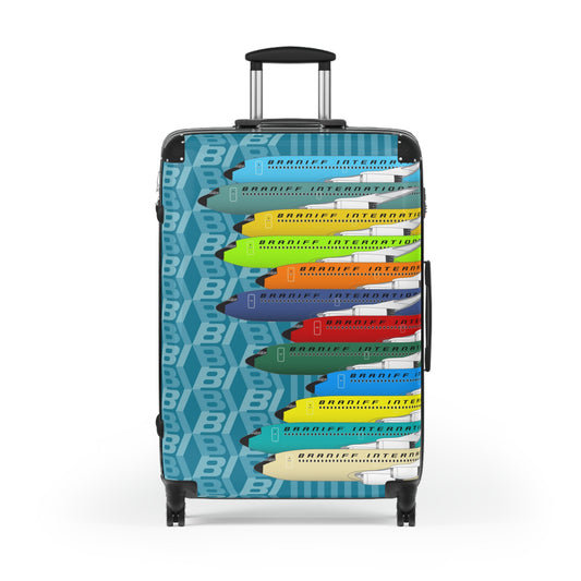 Braniff Luggage Suitcase EOTPP End of the Plain Plane Boeing 707 Fleet on BI Tiled Logo 1966