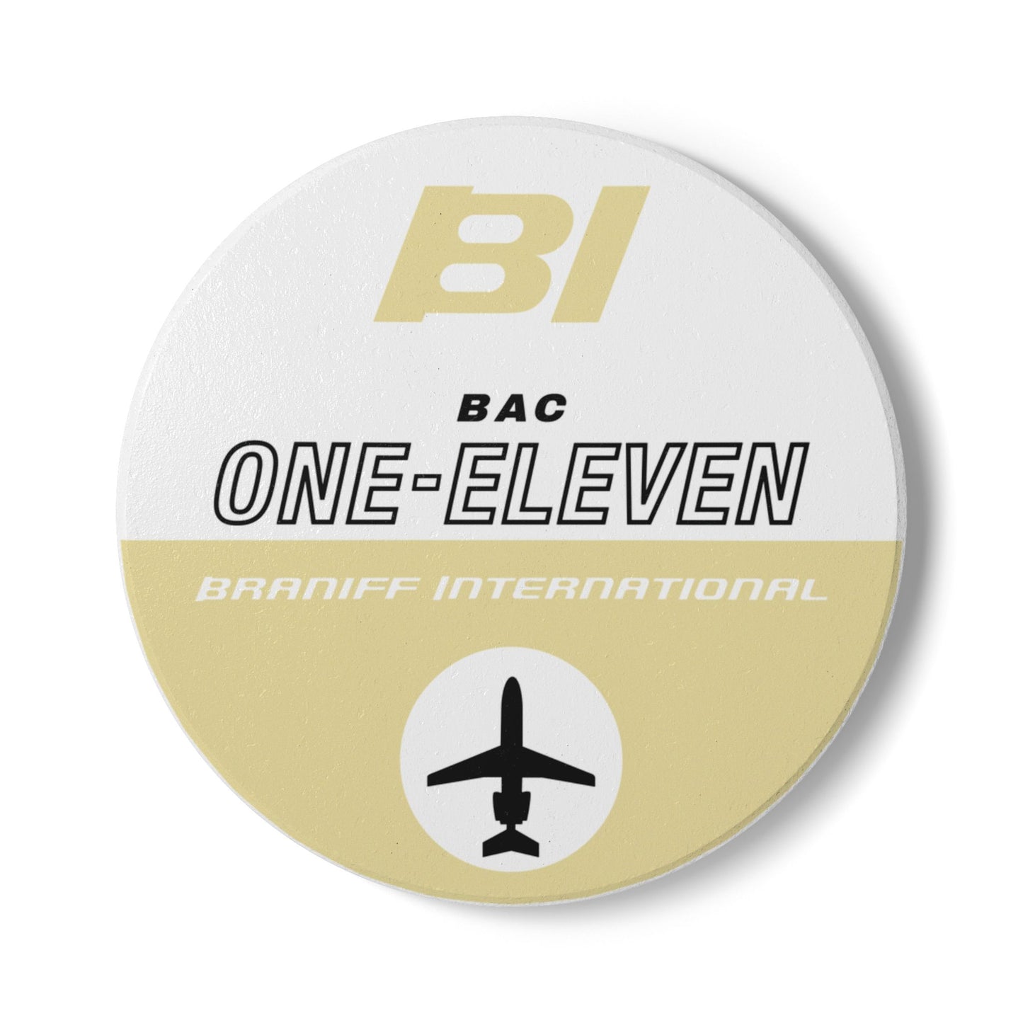 Braniff Ceramic Coaster with Cork Backing EOTPP BAC One-11 1965 Beige