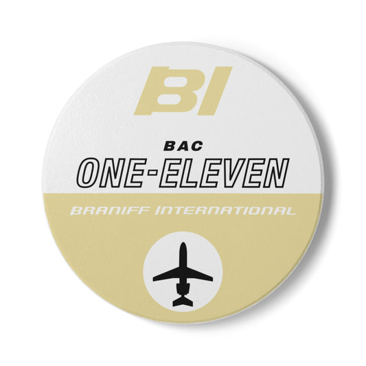 Braniff Ceramic Coaster with Cork Backing EOTPP BAC One-11 1965 Beige