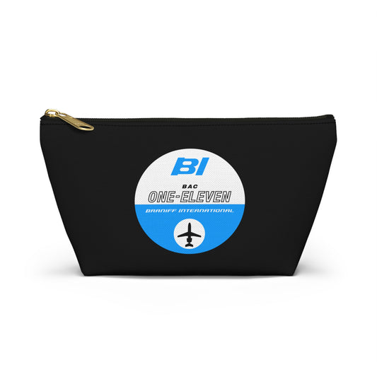 Copy of Braniff Inflight Accessory Toiletry Makeup Travel Pouch with T-bottom EOTPP Boeing 707 Multi Color