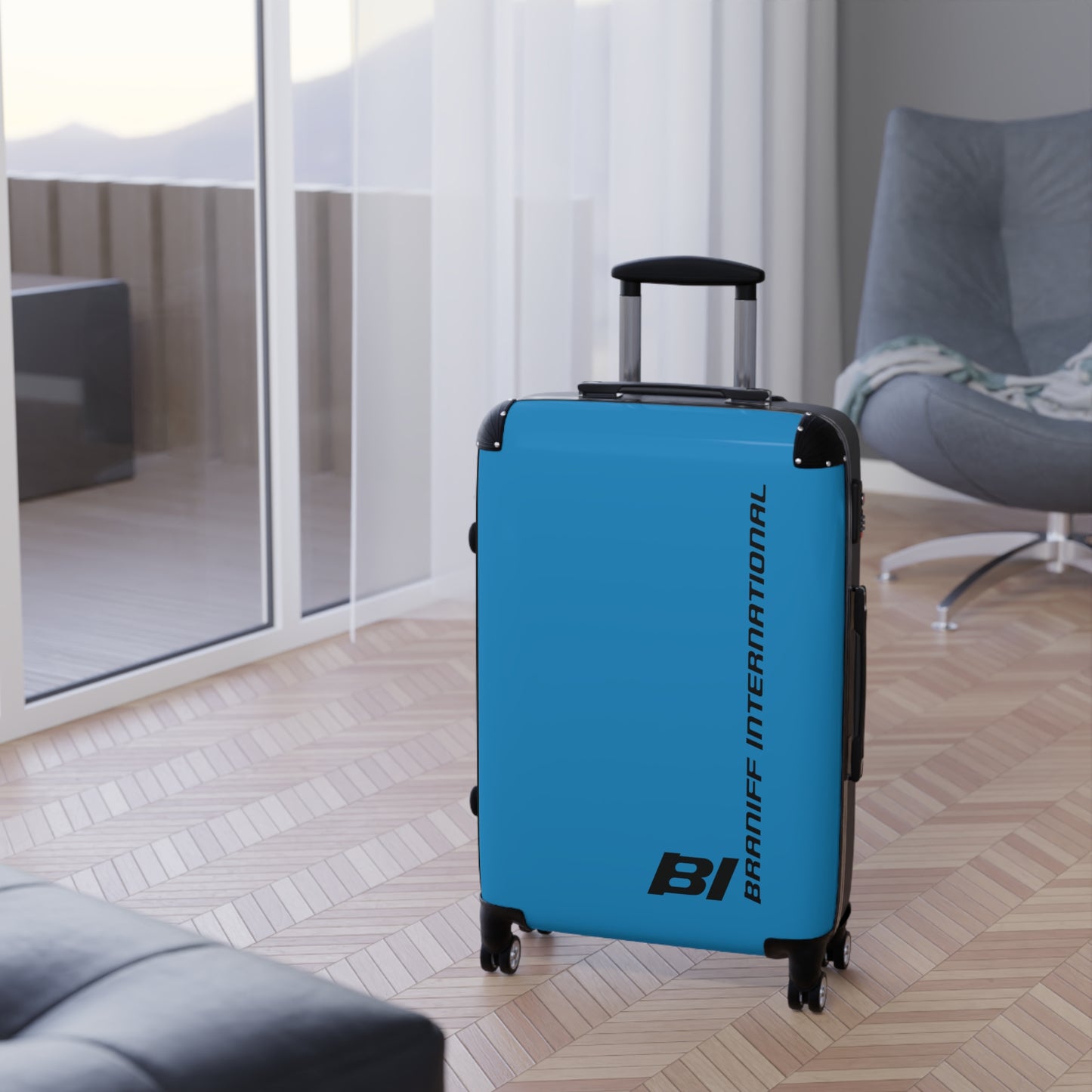 Braniff Ultra Space Jet Luggage Suitcase Braniff Alexander Girard Design End of the Plain Plane 1965 1967 New Medium Blue