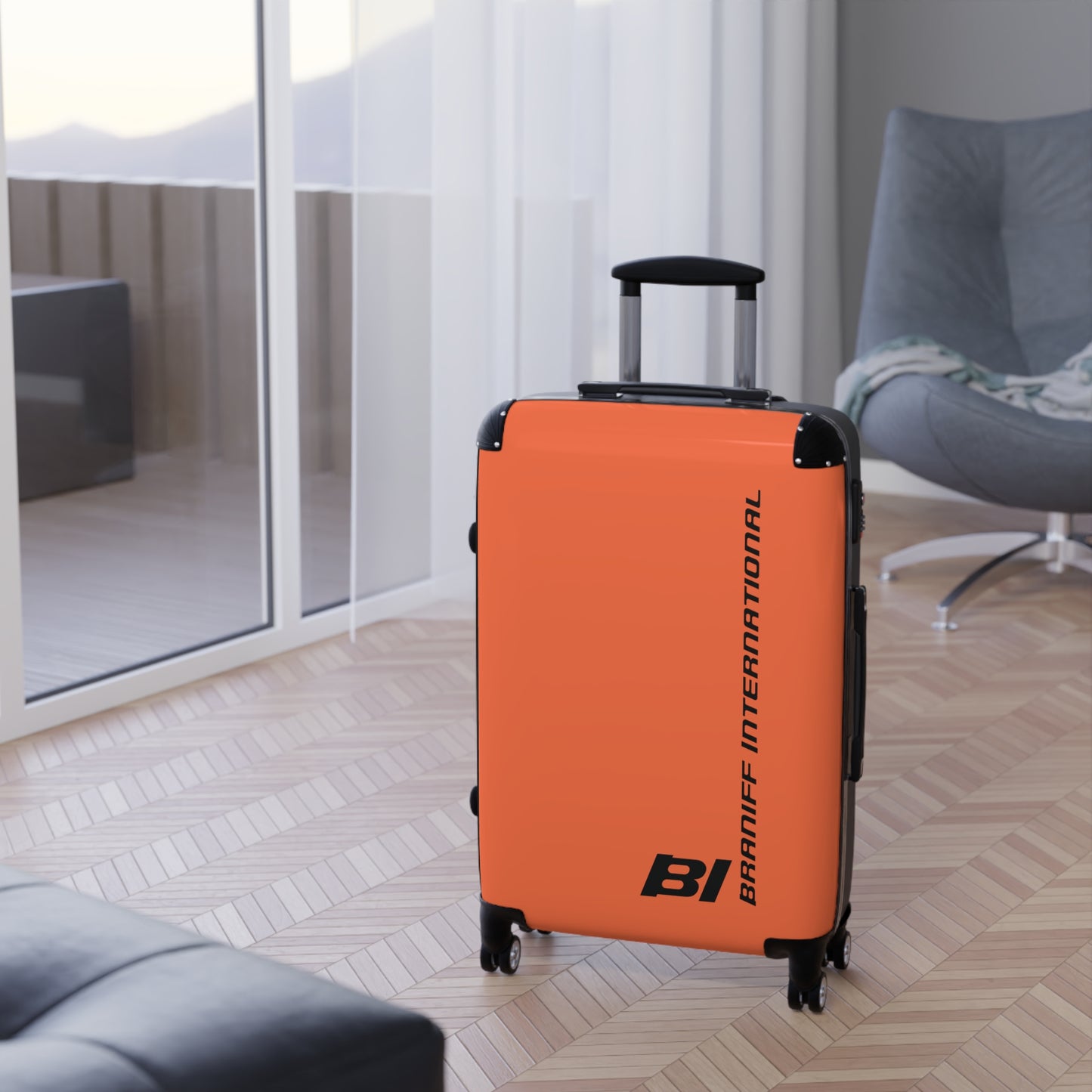 Braniff Ultra Space Jet Luggage Suitcase Braniff Alexander Girard Design End of the Plain Plane 1965 1967 Orange